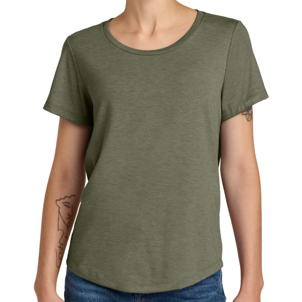 AllMade Women's Relaxed Tri Blend Scoop Neck Tee, Olive You Green, Front view
