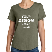 AllMade Women's Relaxed Tri Blend Scoop Neck Tee, Olive You Green, Front view, Mockup