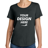 AllMade Women's Relaxed Tri Blend Scoop Neck Tee, Space Black, Front view, Mockup
