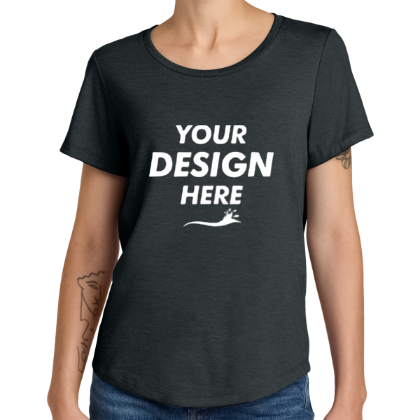 AllMade Women's Relaxed Tri Blend Scoop Neck Tee, Space Black, Front view, Mockup