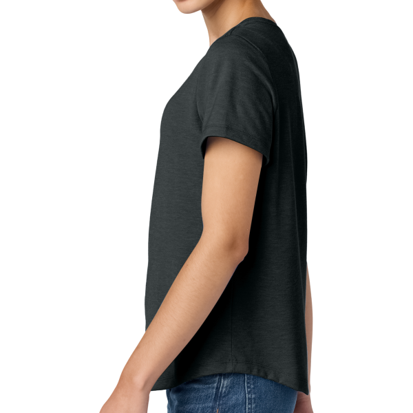 AllMade Women's Relaxed Tri Blend Scoop Neck Tee, Space Black, Left Sleeve view