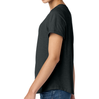 AllMade Women's Relaxed Tri Blend Scoop Neck Tee, Space Black, Left Sleeve view