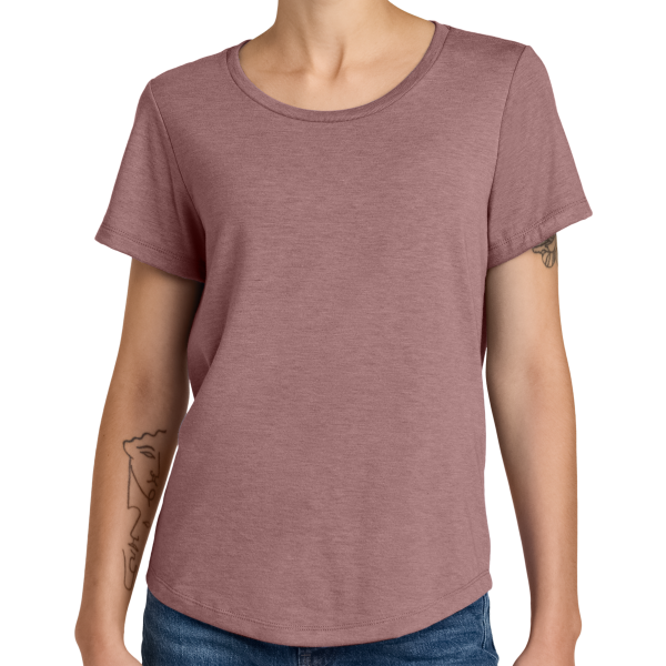 AllMade Women's Relaxed Tri Blend Scoop Neck Tee, Vintage Rose, Front view
