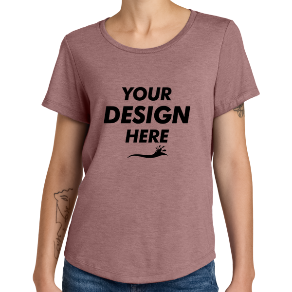 AllMade Women's Relaxed Tri Blend Scoop Neck Tee, Vintage Rose, Front view, Mockup