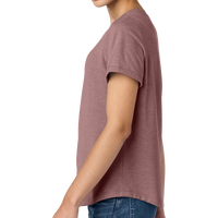 AllMade Women's Relaxed Tri Blend Scoop Neck Tee, Vintage Rose, Left Sleeve view