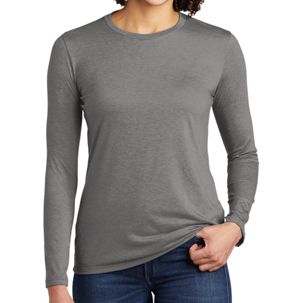 AllMade Women's Tri Blend Long Sleeve Tee, Aluminum Grey, Front view