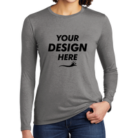 AllMade Women's Tri Blend Long Sleeve Tee, Aluminum Grey, Front view, Mockup
