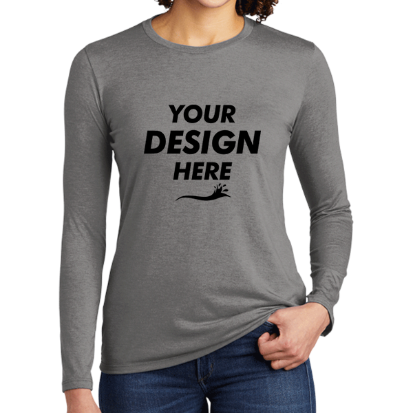 AllMade Women's Tri Blend Long Sleeve Tee, Aluminum Grey, Front view, Mockup
