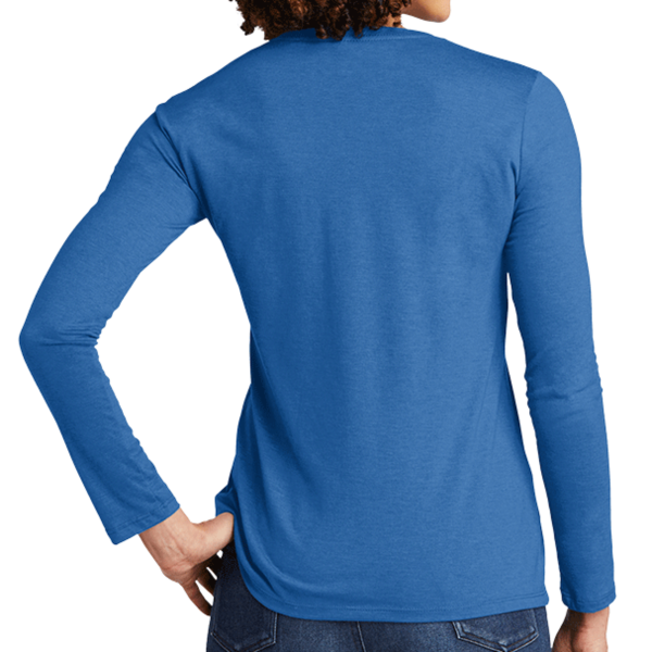 AllMade Women's Tri Blend Long Sleeve Tee, Azure Blue, Back view