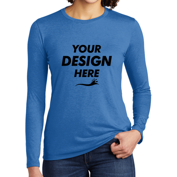 AllMade Women's Tri Blend Long Sleeve Tee, Azure Blue, Front view, Mockup