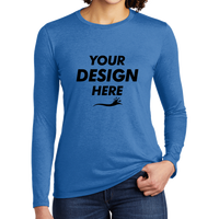 AllMade Women's Tri Blend Long Sleeve Tee, Azure Blue, Front view, Mockup