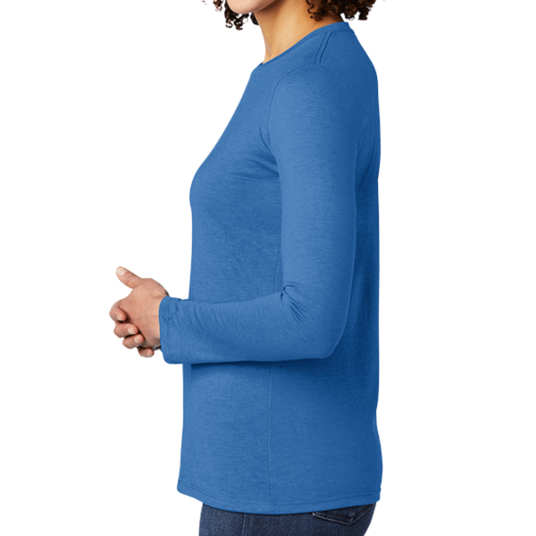AllMade Women's Tri Blend Long Sleeve Tee, Azure Blue, Left Sleeve view