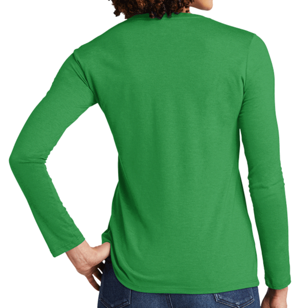 AllMade Women's Tri Blend Long Sleeve Tee, Enviro Green, Back view