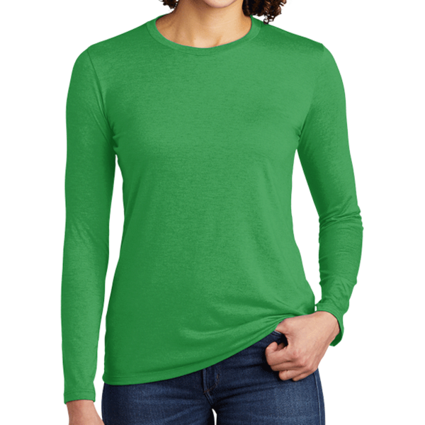 AllMade Women's Tri Blend Long Sleeve Tee, Enviro Green, Front view