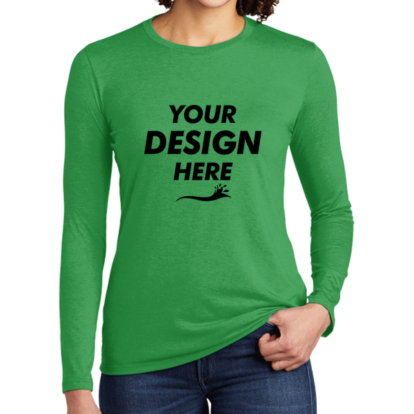 AllMade Women's Tri Blend Long Sleeve Tee, Enviro Green, Front view, Mockup