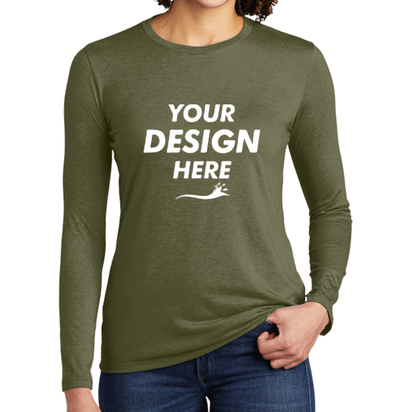 AllMade Women's Tri Blend Long Sleeve Tee, Olive You Green, Front view, Mockup