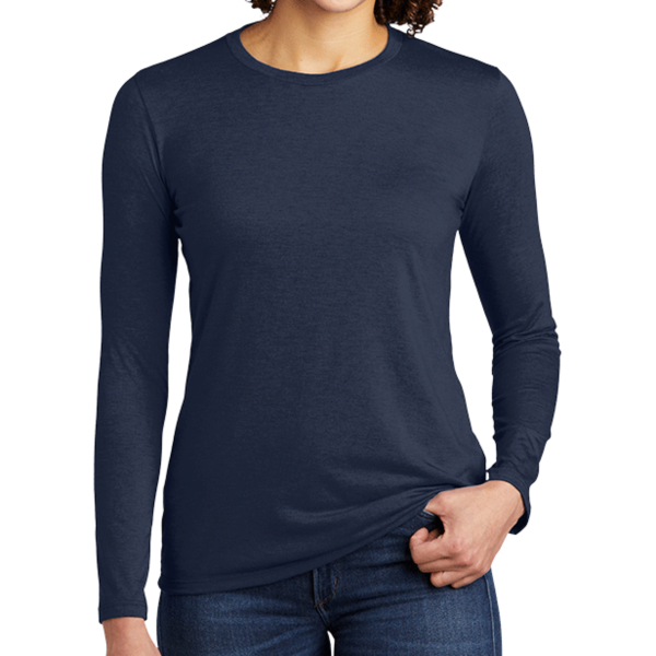 AllMade Women's Tri Blend Long Sleeve Tee, Rebel Blue, Front view