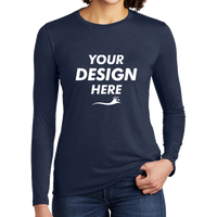 AllMade Women's Tri Blend Long Sleeve Tee, Rebel Blue, Front view, Mockup