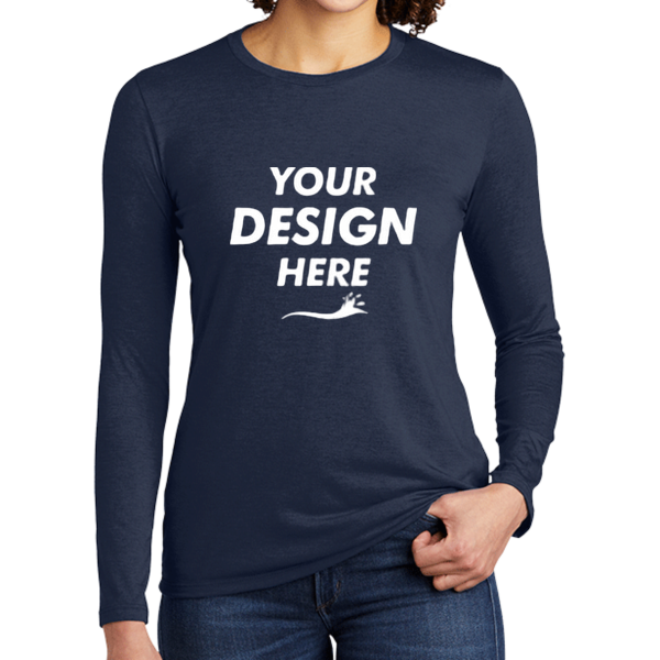 AllMade Women's Tri Blend Long Sleeve Tee, Rebel Blue, Front view, Mockup