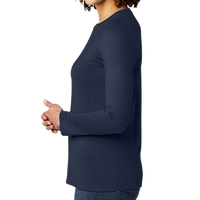 AllMade Women's Tri Blend Long Sleeve Tee, Rebel Blue, Left Sleeve view