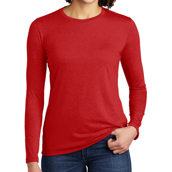 AllMade Women's Tri Blend Long Sleeve Tee, Rise Up Red, Front view