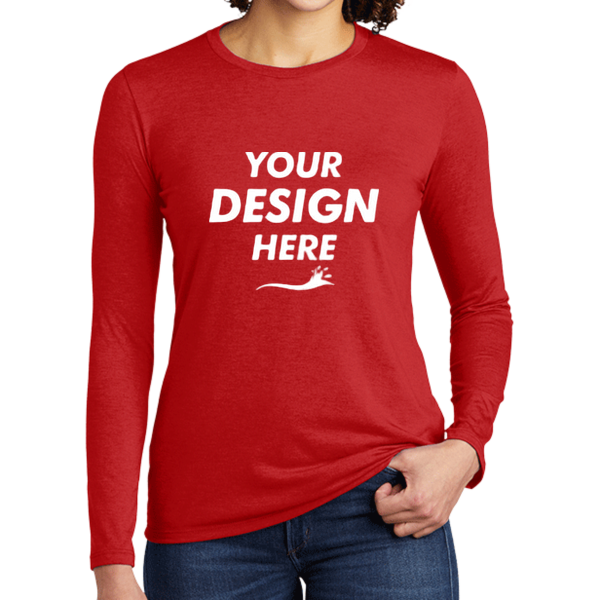 AllMade Women's Tri Blend Long Sleeve Tee, Rise Up Red, Front view, Mockup