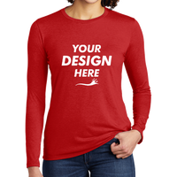 AllMade Women's Tri Blend Long Sleeve Tee, Rise Up Red, Front view, Mockup