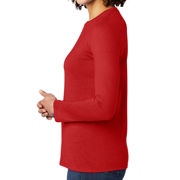 AllMade Women's Tri Blend Long Sleeve Tee, Rise Up Red, Left Sleeve view