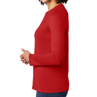 AllMade Women's Tri Blend Long Sleeve Tee, Rise Up Red, Left Sleeve view