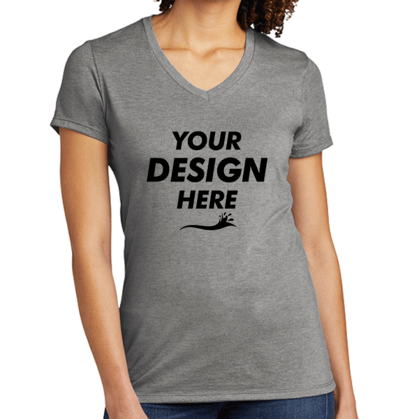 AllMade Women's Tri Blend V Neck Tee, Aluminum Grey, Front view, Mockup