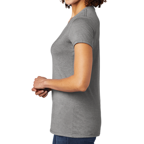 AllMade Women's Tri Blend V Neck Tee, Aluminum Grey, Left Sleeve view