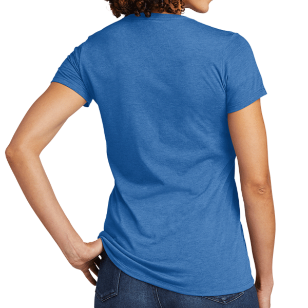 AllMade Women's Tri Blend V Neck Tee, Azure Blue, Back view