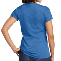 AllMade Women's Tri Blend V Neck Tee, Azure Blue, Back view