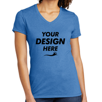 AllMade Women's Tri Blend V Neck Tee, Azure Blue, Front view, Mockup