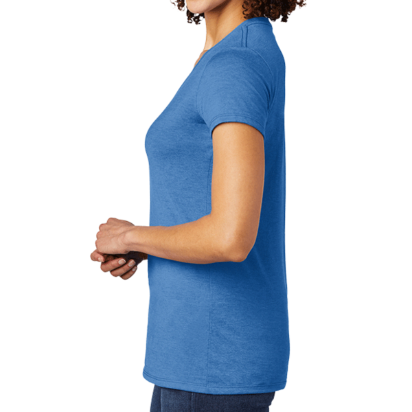 AllMade Women's Tri Blend V Neck Tee, Azure Blue, Left Sleeve view