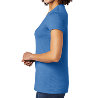 AllMade Women's Tri Blend V Neck Tee, Azure Blue, Left Sleeve view