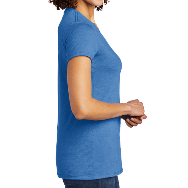 AllMade Women's Tri Blend V Neck Tee, Azure Blue, Right Sleeve view