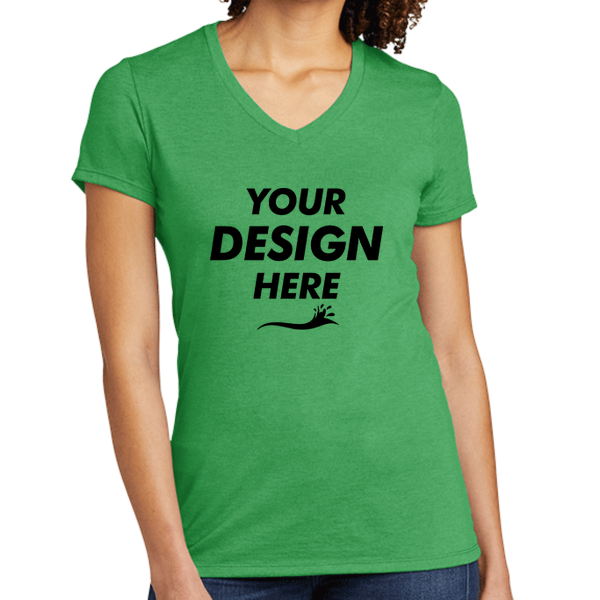 AllMade Women's Tri Blend V Neck Tee, Enviro Green, Front view, Mockup