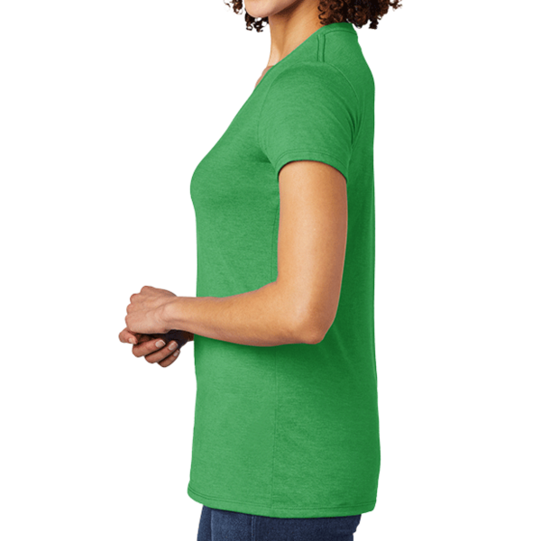 AllMade Women's Tri Blend V Neck Tee, Enviro Green, Left Sleeve view