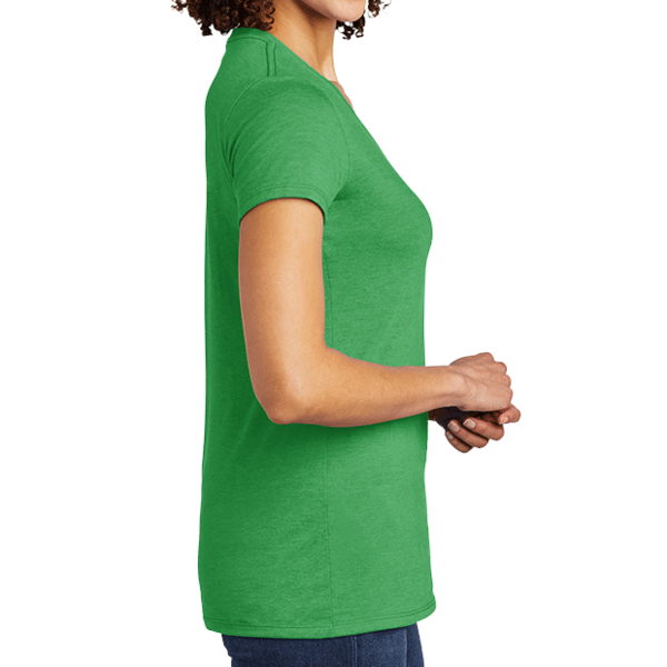AllMade Women's Tri Blend V Neck Tee, Enviro Green, Right Sleeve view