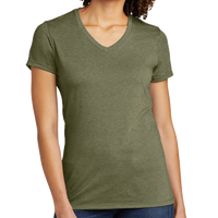 AllMade Women's Tri Blend V Neck Tee, Olive You Green, Front view