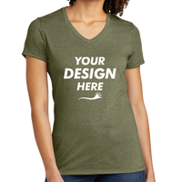 AllMade Women's Tri Blend V Neck Tee, Olive You Green, Front view, Mockup