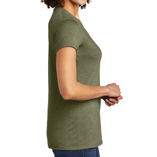 AllMade Women's Tri Blend V Neck Tee, Olive You Green, Right Sleeve view