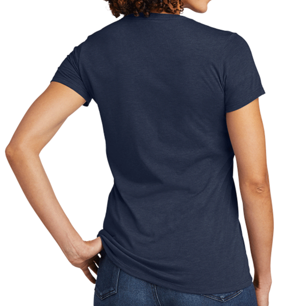 AllMade Women's Tri Blend V Neck Tee, Rebel Blue, Back view