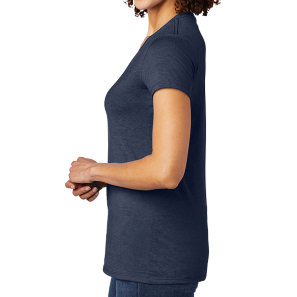 AllMade Women's Tri Blend V Neck Tee, Rebel Blue, Left Sleeve view