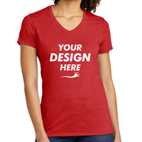AllMade Women's Tri Blend V Neck Tee, Rise Up Red, Front view, Mockup