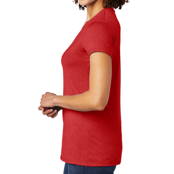 AllMade Women's Tri Blend V Neck Tee, Rise Up Red, Left Sleeve view