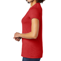AllMade Women's Tri Blend V Neck Tee, Rise Up Red, Left Sleeve view