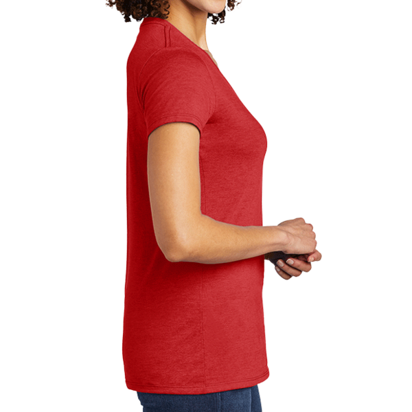 AllMade Women's Tri Blend V Neck Tee, Rise Up Red, Right Sleeve view