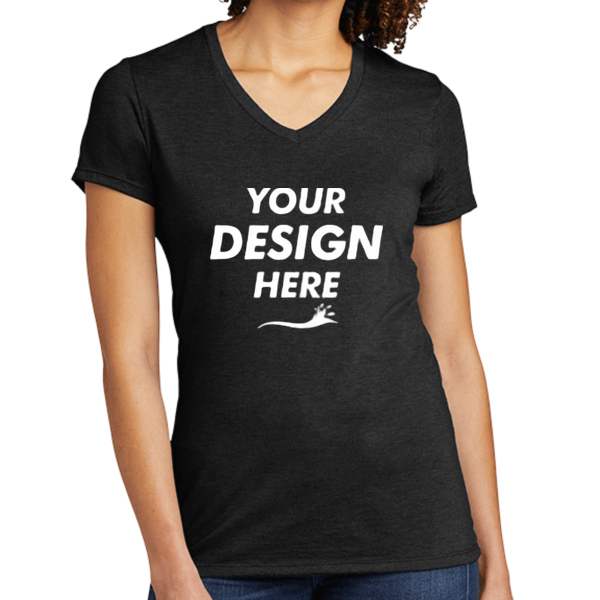 AllMade Women's Tri Blend V Neck Tee, Space Black, Front view, Mockup